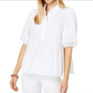 NEW Lilly Pulitzer Crissa Short Bubble Sleeve w collar Empire waist top S